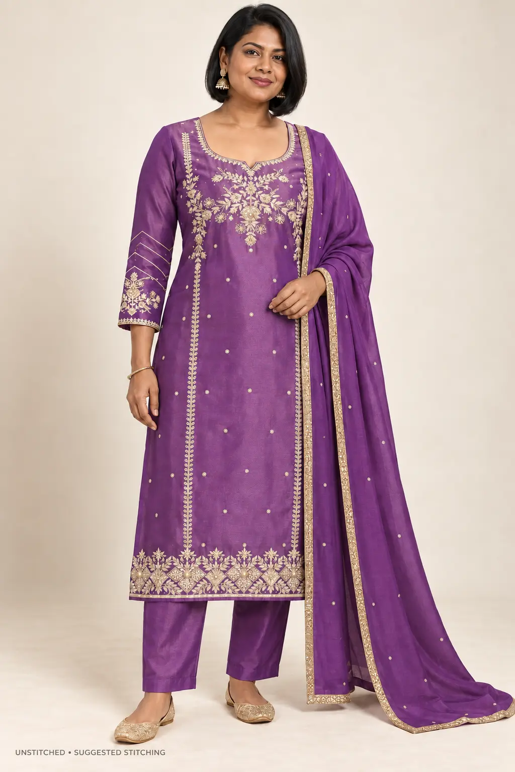 Model styling and design details for Purple floral